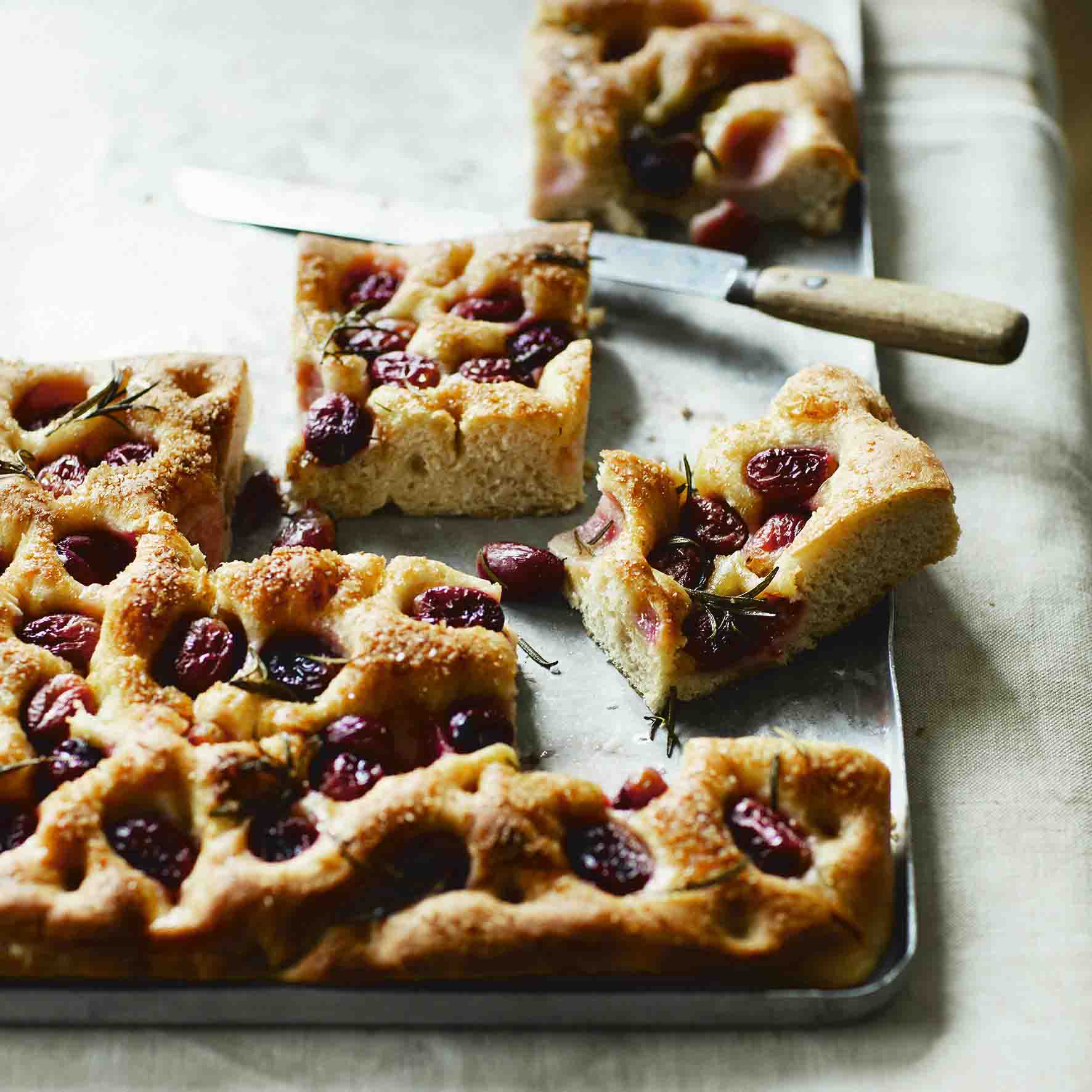 Focaccia met druiven