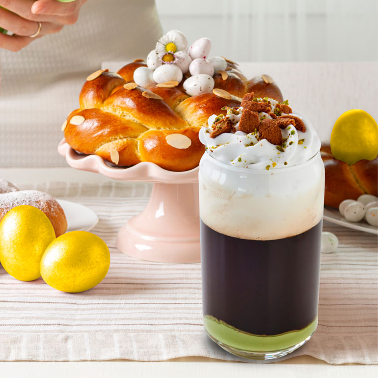 Pistache Latte op de voorjaars -paas tafel